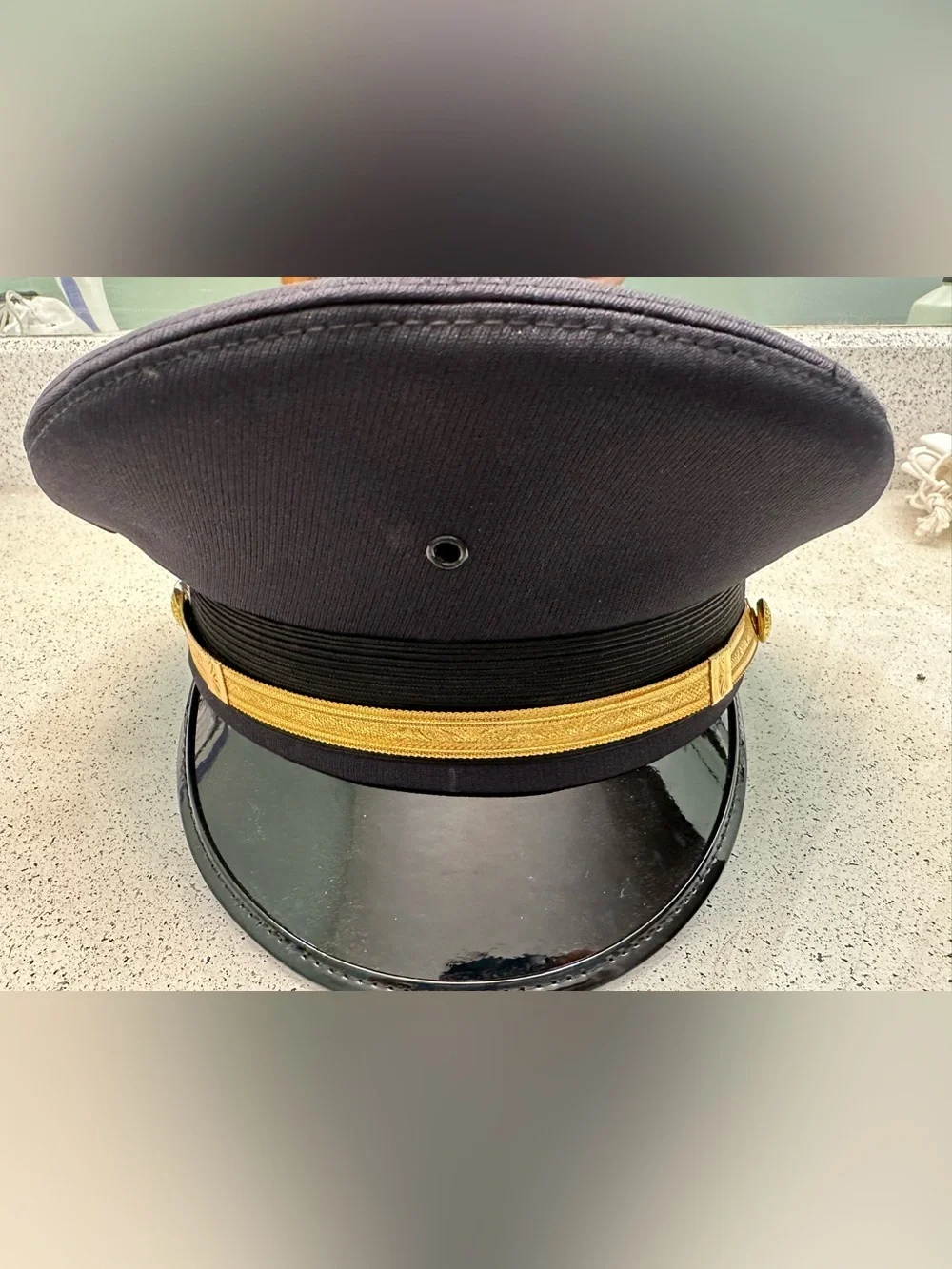 Men's Navy Dress Cap with Gold Band 7 1/8 Midway Cap Co - 2 hats